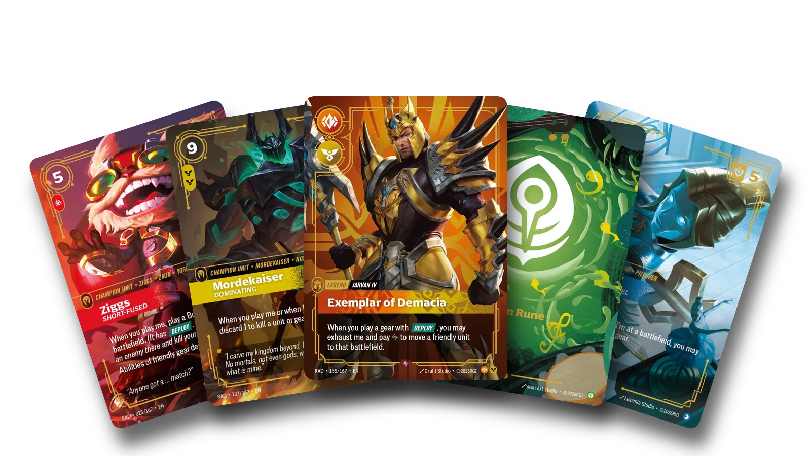 Five of the Radiance cards revealed on 28 September, Jarvan IV's Legend among them