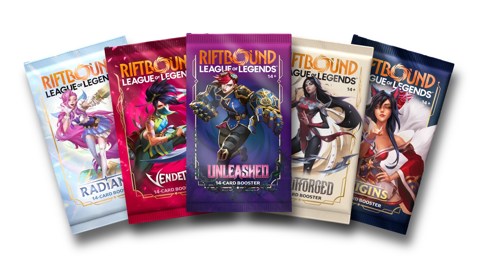 The booster packs of Radiance, Vendetta, Unleashed, Spiritforged and Origins