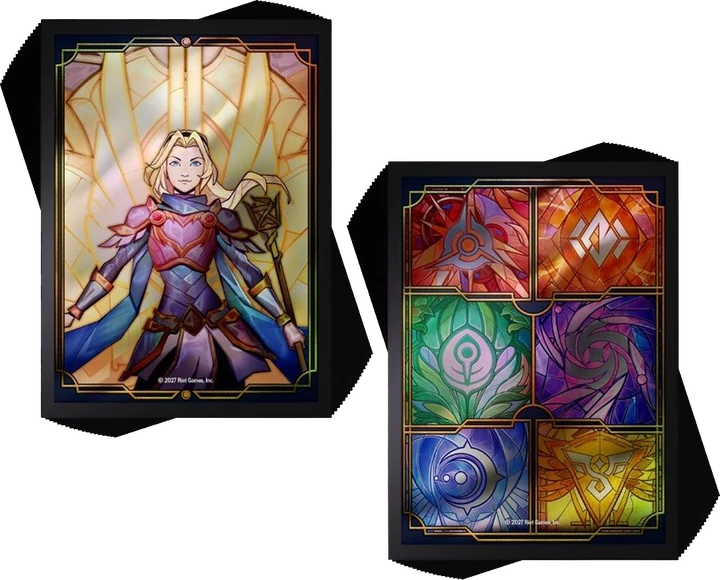The Lux art sleeves beside the rune sleeves that come in the same pack