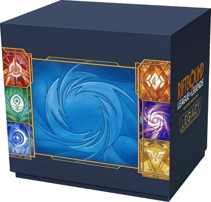 The storage box of the Legacy Vault, with the six domain symbols around a blue swirl