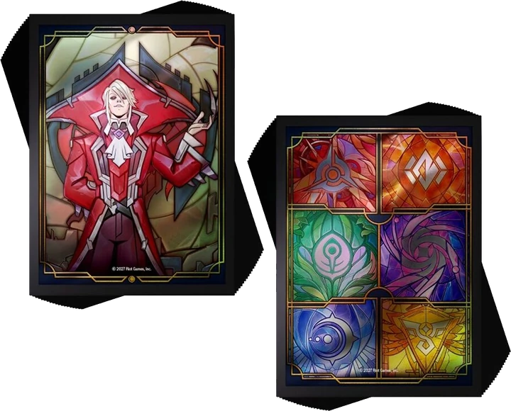 The Vladimir art sleeves beside the rune sleeves that come in the same pack