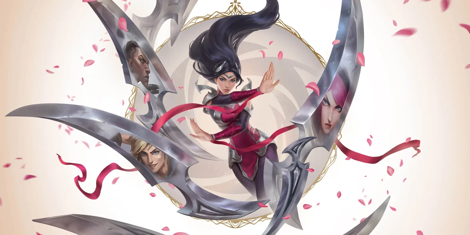 Irelia with the blades, the key art of Riftbound: Spiritforged