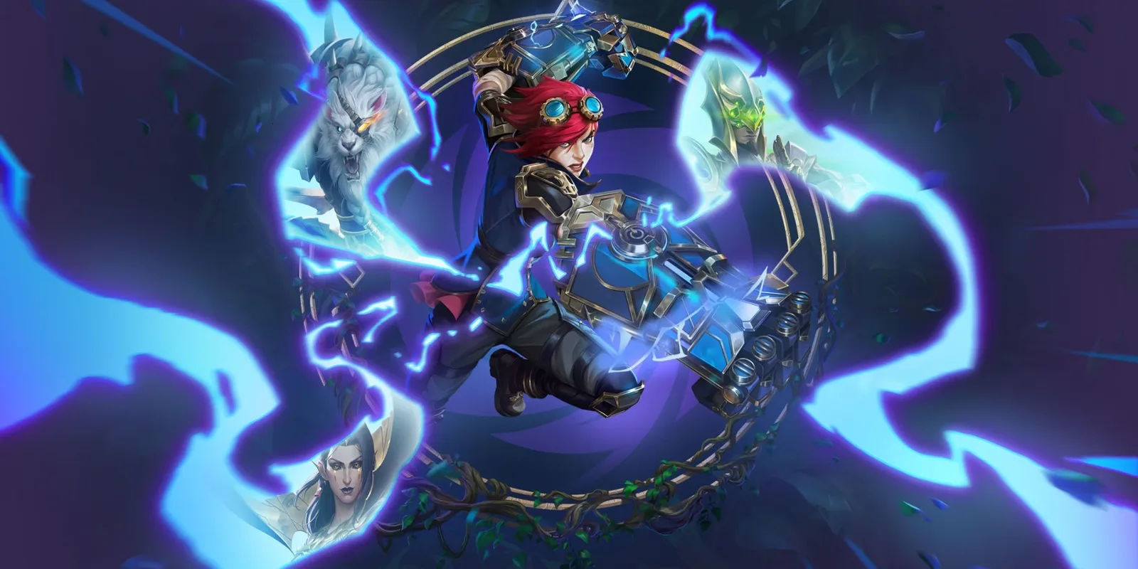 Vi with her gauntlets charged, the key art of Riftbound: Unleashed