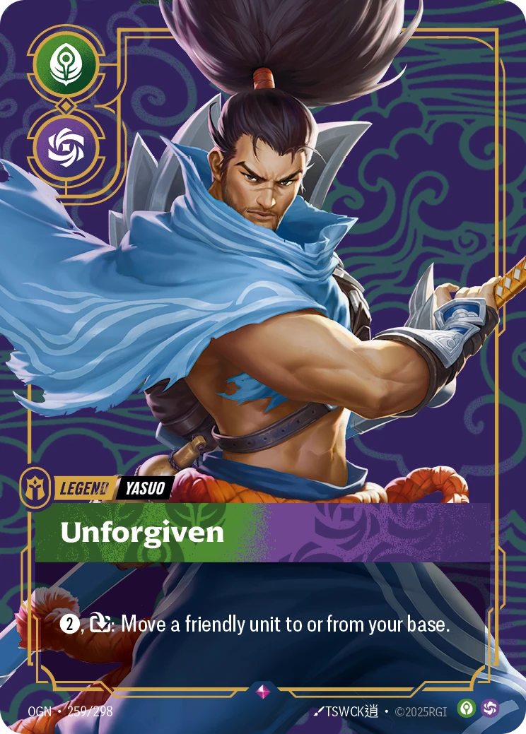 Riftbound Legend: Unforgiven. [2], [E]: Move a friendly unit to or from your base.
