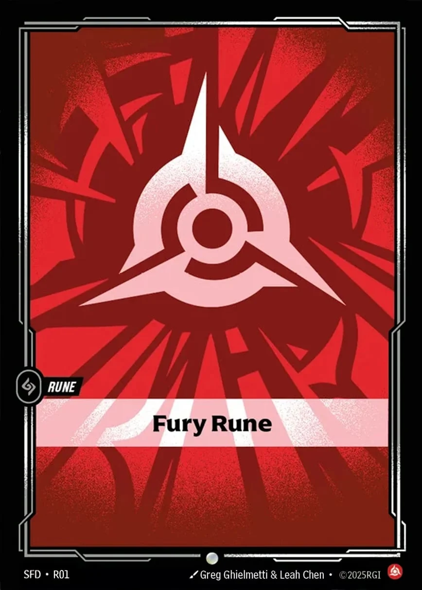 Riftbound Basic Rune: Fury Rune.
