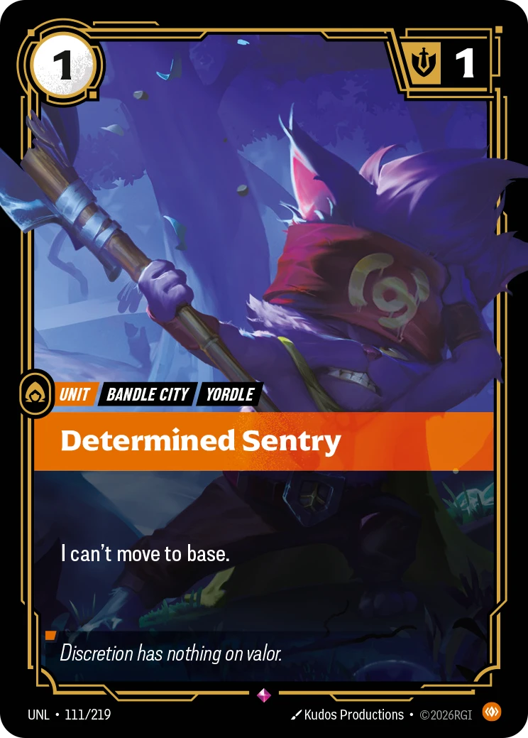 Riftbound Unit: Determined Sentry. I can't move to base.