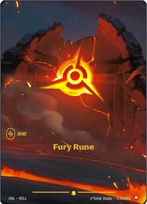 Riftbound Basic Rune: Fury Rune.