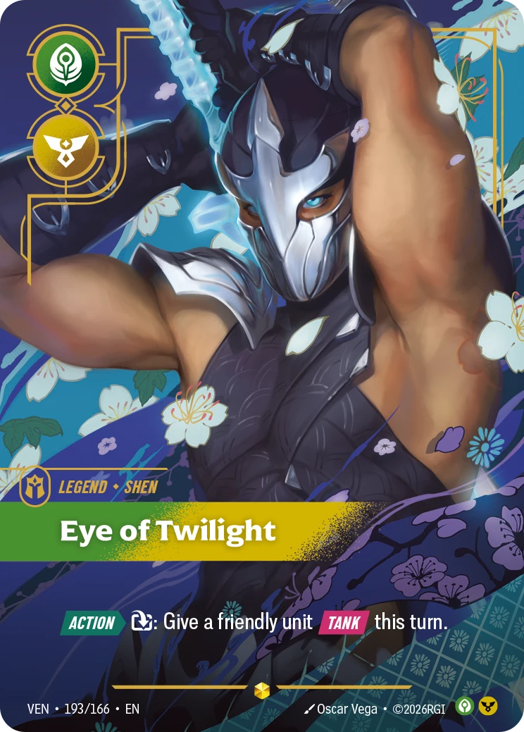 Riftbound Legend: Eye of Twilight. [Action][>] [T]: Give a friendly unit [Tank] this turn.
